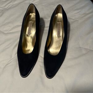 Women’s 8 1/2 M Black Suede Evening Heels Apostrophe with sequin accents